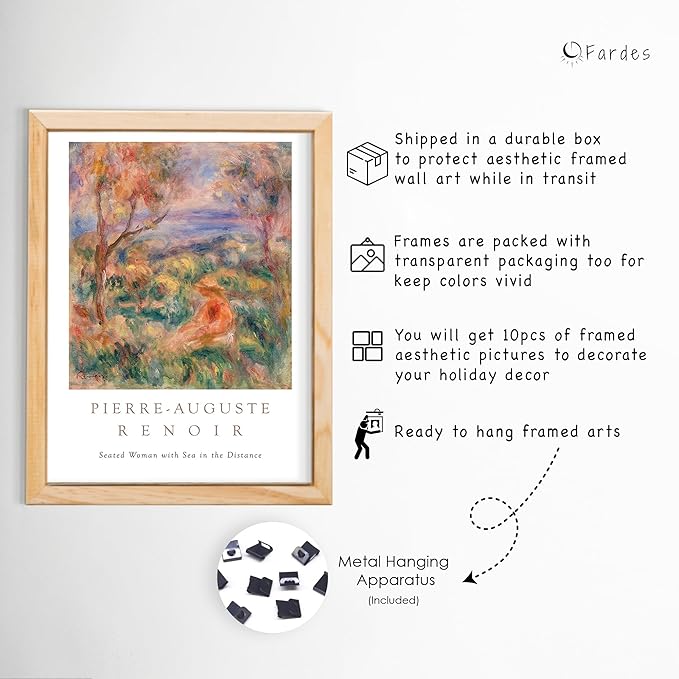 Boho Wall Decor Framed Wall Art Set for Cottage Core Decor, Aesthetic Prints for Eclectic Home Decor, Natural Oak Framed Boho Pictures Vintage Bedroom Decoration