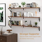 Heimlove 48 Inch Large Wall Bookshelves Set of 3, Wall Mounted Bookshelves,Heavy Duty Wooden Shelves for Living Room,Bedroom,Kitchen,Laundry Room Storage & Decor