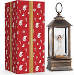 10'' Musical Snow Globe Lantern Lighted Angel with Dove Water Lantern Swirling Glittering Home Decoration and Gift, Battery Operated or USB Powered