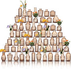 Glass Bud Vases Set of 64 - Amber Assorted Small Mini Glass Vases for Flowers, Crystal Vintage Vase Set, Bulk Centerpieces for Table Décor, Wedding, Home and Events (Amber, 64 Pcs)