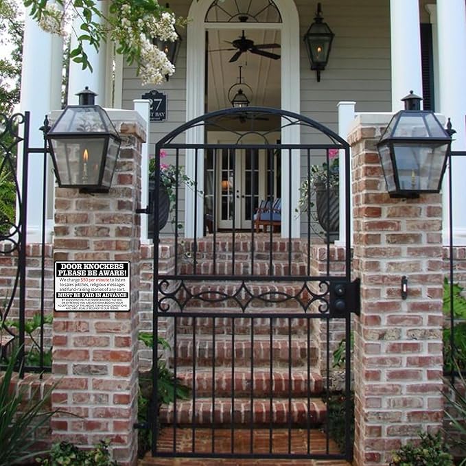 No Soliciting Sign for House Front Door - Funny Metal Tin Signs Room Decor Door Knockers Please Be Aware Warning Yard Sign, Home Bedroom Wall Art Decorations 8x12 Inch