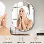 Bathroom Mirrors for Over Sink, Round Frameless Mirrors for Wall, 20x28 Inch Beveled Bathroom Mirror, Bathroom Vanity Circle Mirror for Bedroom Living Room Entryway Home Decor