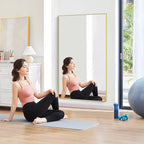 30x55In Gold Bathroom Mirror for Wall, Brushed Gold Rectangle Mirrors with Metal Frame, Bathroom Rectangular Mirror Modern Wall Mirror for Bedroom Living Room, Hangs Horizontal or Vertical