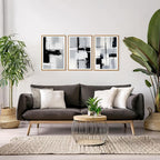 HPNIUB Modern Abstract Geometric Wall Art, Black & White Canvas Neutral Prints, Minimalist Bohemian Mid-Century Wall Art for Hallway, Office Wall Decor- 16"x24"x3