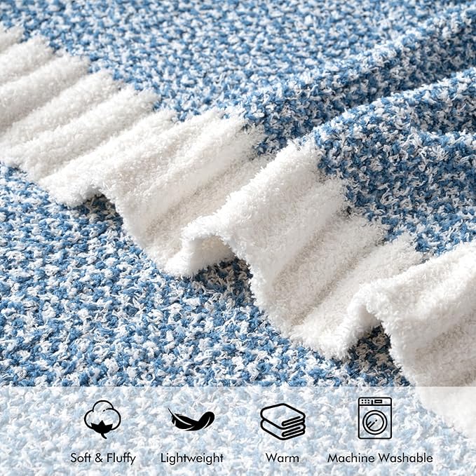 MIULEE Super Soft Throw Blanket for Couch, Blue Cozy Fluffy Warm Blankets Knit Throw Blankets for Sofa, Bed, Chair, Living Room, Camping, Picnic, 50 x 60 inch