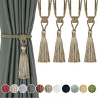 Fenghuangwu Curtain Tiebacks Tassel Tie-Backs, Rope Curtain tie Backs Handmade Curtain Holdbacks Made from Polyester (flaxen, 4p)