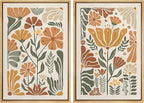 SIGNFORD Framed Canvas Print Wall Art Set Vintage Flower in Pastel Illustration Modern Art Decorative Nordic Nature for Living Room, Bedroom, Office - 16"x24"x2 Natural