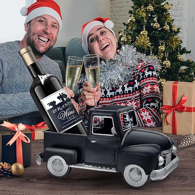 Farmhouse Black Truck Decor, Metal Pickup Truck Car Model, Vintage Truck Christmas Decor, Farmhouse Table Decor,Retro Truck Decor, Decorative Tabletop Storage