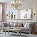 YIROMAN Bathroom Mirror 72"x30", Large Matte Black Bathroom Mirror for Over Sink with Aluminum Frame, Rectangular Vanity Mirror with Right Angle, Wall Mirror Hangs Horizontal or Vertical, Shatterproof