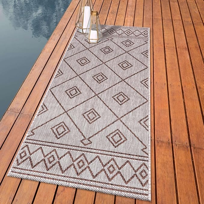 Keen Home Design Terrace Outdoor Runner Rug - 2x10 Washable Indoor/Outdoor Rug for Patio, Kitchen, Balcony, Beach, Garden, Deck and Porch, Size: 2'2"x9'11"