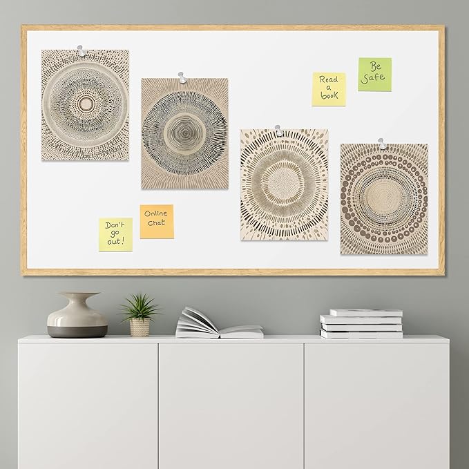 SIGNWIN Adhesive Canvas Poster Beige Abstract Geometric Circle Stroke Minimalist Folk Boho Mid-Century Inspired Digital Print Decorative Zen Bedroom Relax Multicolor - 11"x14"x4