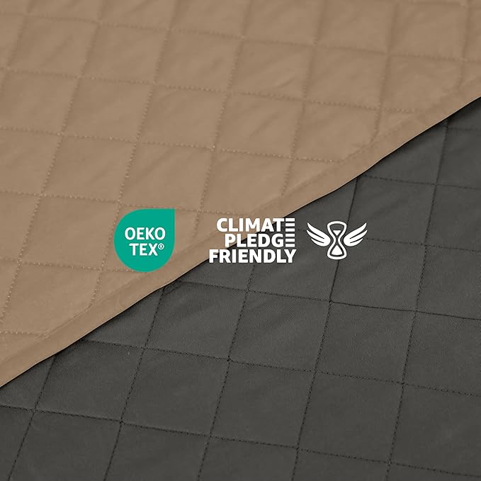 Martex Reversible Coverlet – Full Queen Size Quilt - Lightweight Full Size Bedding– Durable Queen Size Quilts for Bed – Soft - Easy Care Bedding – Graphite/Khaki