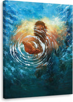 Framed Jesus Christ Canvas Wall Art The Hand of God Jesus Reaching Into Water Christian Painting Prints Biblical Wall Decor Religious Room Decor for Church Prayer Room Schools Hospitals 12" x 16"