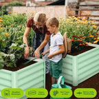 Galvanized Raised Garden Bed Outdoor, 2 Pcs 6x3x1.5FT Outdoor Large Planter Raised Beds Open Base with Safety Edge and Glove for Vegetables Flowers Ground Planter, Green