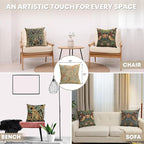 Charlotte Home Furnishings Throw Pillow Covers, Decorative Boho Pillow Cover for Couch, Living Room, Golden Lily Light Square Cushion Cases 18x18 in, European Cotton Jacquard Woven, Cozy Bedroom Decor