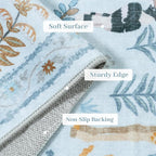 OJIA Animal Area Rugs 8x10, Soft 8x10 Washable Rugs for Living Room Bedroom, Non-Slip Boho Ultra-Thin Dining Room Rug Large Throw Carpet for Farmhouse Playroom Office, Light Blue