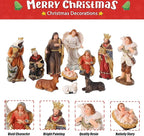 Nativity Scene Indoor 3.2 Inch 10 PCS Christmas Village Little People Nativity Collectible Bulidings Christmas Village Set Xmas Holiday Decorations Figures