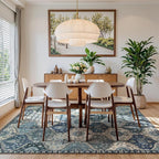 Lahome Moroccan Trellis Washable Rugs 9x12, Soft 9x12 Area Rug for Living Room Bedroom, Ultra-Thin Non-Slip Non Shedding Distressed Throw Large Carpet for Dining Room Office, Blue