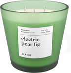 Hidden Label Large Scented Candle, Electric Pear Fig, 30oz 3 Wick Huge Candle, Serene Collection Slow Burn Natural Soy Candles for Home Scented