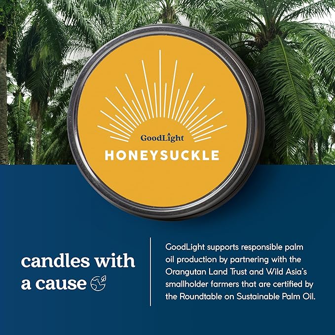 Paraffin-Free Scented Candle, Tin Candles, Birthday Gifts for Women & Men, 30-Hour Burn Time (Honeysuckle, 6 oz)