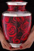 Crimson Rose Urn for Ashes for Women Men Adult | Cremation Funeral Decorative Red Urn for Male Female Adult Carefully Handcrafted with Pendant Necklace, for Dog Cat Pet