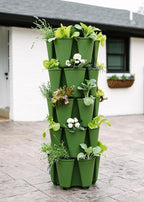 Greenstalk Patented Large 5 Tier Vertical Garden Planter with Patented Internal Watering System Great for Growing a Variety of Strawberries, Vegetables, Herbs, & Flowers (Evergreen)