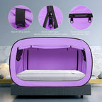 Bed Tent Twin Bed Canopy Portable Dream Tent for Adult Indoor Sleeping Tents with 2 Doors Breathable Private Space Tents, Violet
