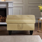 Ottoman Rectangular Storage Ottoman Bench, Flannel Footrest Stool Footstool with Lid for Living Room, Bedroom, Entryway, Light Brown, 28.5"x19"x17.5"