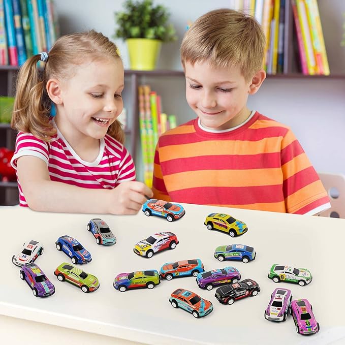 2.7 inch Pull Back Cars Toys Set, 24 Pack Friction Power Alloy Casting car Mini Race car, Suitable for Toddler 3 4 5 6 Year Old Kids Toy, Boys and Girls Birthday Party Gifts Easter Egg Stuffing