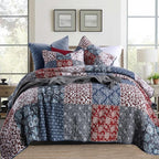 Yvooxny Quilts Queen Size 3-Piece Quilt Set Real Patchwork Bedspread Coverlet Set Quilted Bedding Set with Pillowcases for All Seasons, Farmhouse Bohemian Style