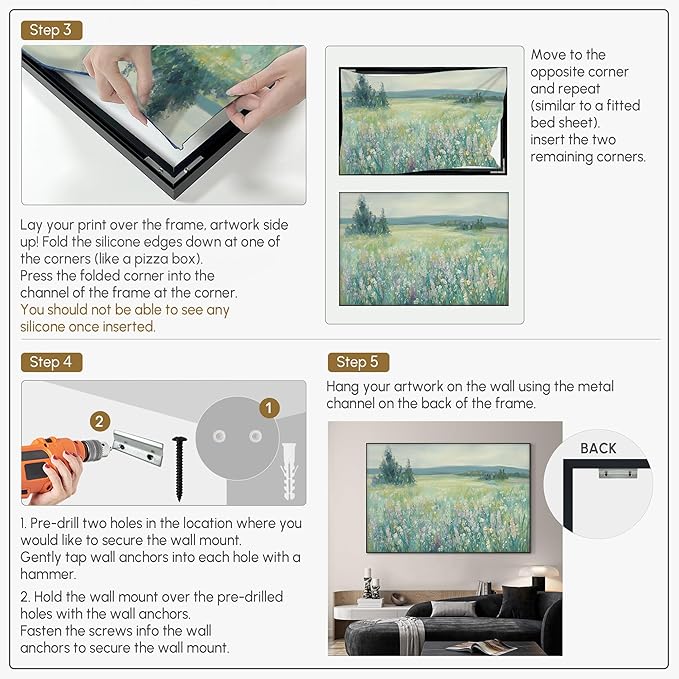 SIGNWIN 46"x72" Extra Large Framed Wall Art Wildflower Meadow Landscape Soft Pastel Nature Illustration for Home Living Room Bedroom Decor (Frame Assembly Required)