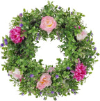 Summer Wreaths for Front Door - 18 Inch Artificial Greenery Wreath, Spring Floral Door Hanging with Textured Leaves, All-Weather Porch Decor for Farmhouse Entryway