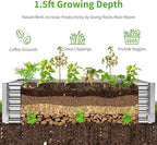 Land Guard Metal Raised Garden Bed for Gardening, 6x3x1.5ft Galvanized Raised Garden Bed, Planter Boxes Outdoor for Vegetables, Fruits and Flowers (Silver)