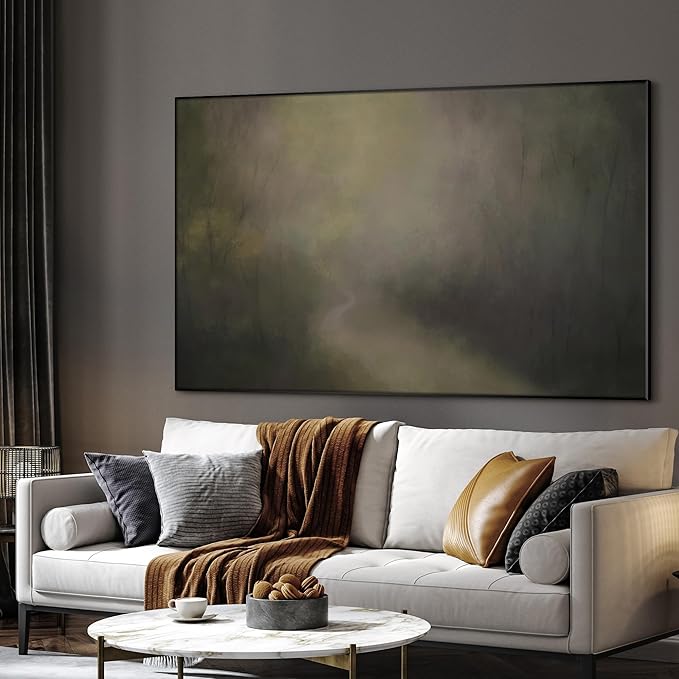 SIGNWIN 46"x72" Extra Large Framed Wall Art Muted Forest Path Soft Misty Woodland Scene Illustration for Home Living Room Bedroom Decor (Frame Assembly Required)