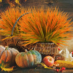 Krissing 40 Bundles Artificial Fall Grass Plant Outdoor UV Resistant Fake Faux Grass Outdoor Fall Faux Plants Greenery Shrubs for Home Garden Porch Outside Fall Decor