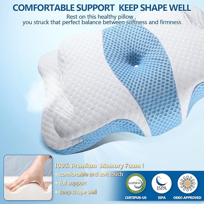 5X Pain Relief Cervical Pillow for Neck and Shoulder,Hollow Design Cervical Memory Foam Pillows, Orthopedic Ergonomic Neck Pillow,Contour Bed Pillow for Side,Back,Stomach Sleepes…