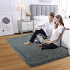 Fluffy Area Rug for Bedroom: Grey Plush Soft Bedside Dorm Area Rug - Small Carpets for Bedroom Kids Room Nursery (Grey, 3x5Feet)