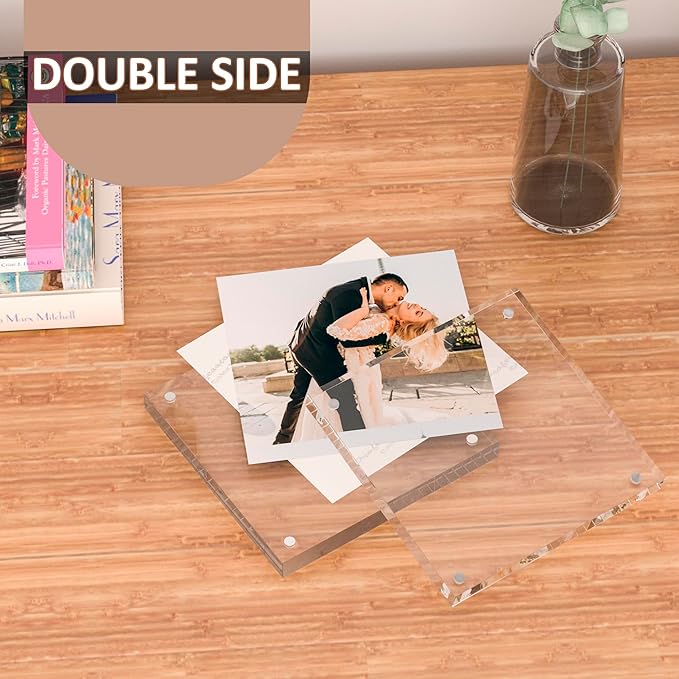 4 Pack Clear Booth Photo Frame 5'' x 5'', Perspex Square Picture Frame, Acrylic Photo Frame for 5x5, 4x4, 3x3 Picture Display, Frameless, UV Protection