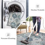 Lahome Moroccan Trellis Washable Runner Rug, 2x6 Runners for Hallways 6 Feet Non Slip Vintage Laundry Room Rug Vintage Ultra-Thin Long Carpet for Kitchen Bedroom, Blue