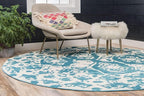 Unique Loom Rosso Collection Vintage Traditional Distressed Blue Round Rug (3' 3 x 3' 3)