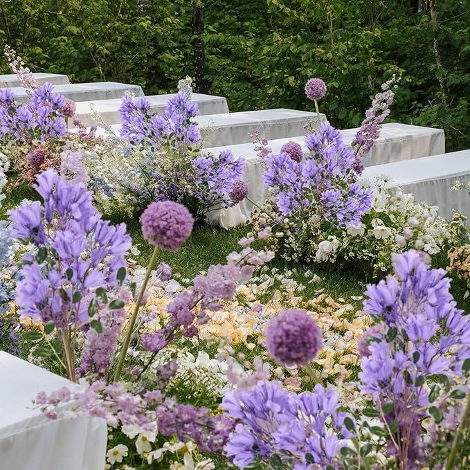 IPOPU 4Pcs Dark Purple Artificial Delphiniums, 24.8 Inch Long Stem Artificial Jacaranda Flowers for Tall Vases, Fake Delphiniums for Artificial Flower Arrangements, Home Party Decorations