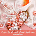 200 PCS Rose Gold Vase Fillers, Pearls Bead for Centerpieces Vases, 10/14/20 MM No Hole Beads, Fake Pearls for Wedding Birthday Anniversary Theme Party Table Centerpieces Decor