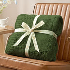 Amélie Home Chenille Knit Throw Blanket for Couch, Checkered Texture Decorative Soft Blanket for Sofa, Bed & Living Room, 50"x60", Olive Green