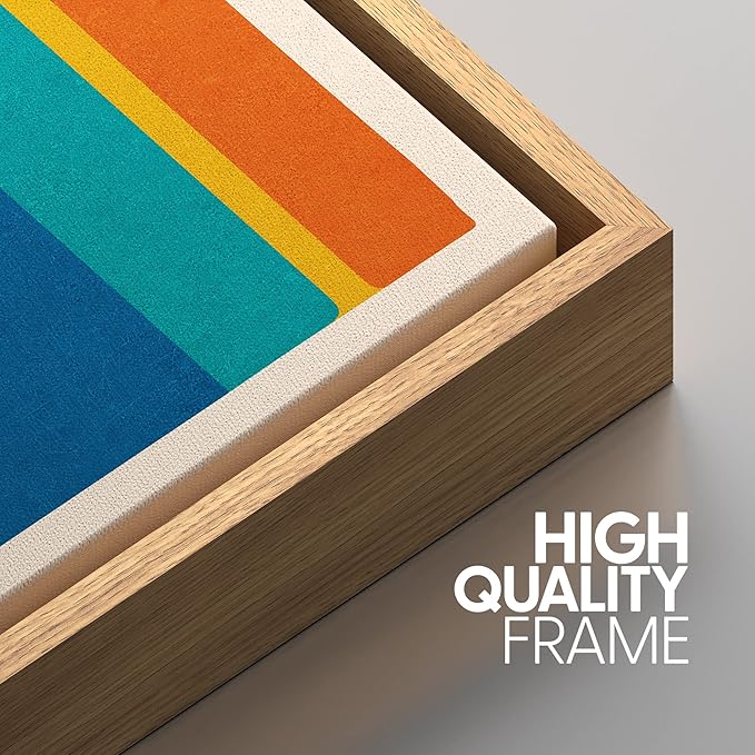 SIGNWIN Framed Canvas Print Wall Art Set Vibrant Tropical Palm Leaf Polygons Nature Wilderness Illustrations Modern Art Decorative Nordic Rustic for Living Room, Bedroom, Office - 16"x24"x3 Natural