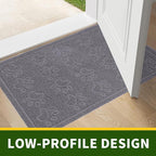 Door Mat Home Welcome Mats Outdoor and Indoor, Heavy-Duty Low-Profile Non-Slip Front Welcome Mat for Home Entrance, Outside Entry, Yard, Floor, Patio (Grey, 36x24)