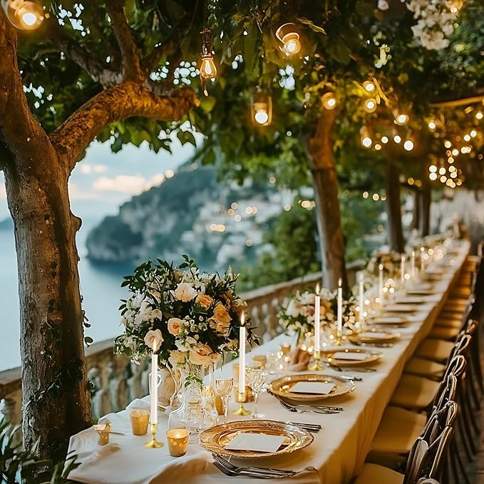 Vintage Brass Gold Taper Candle Holders, Set of 12, Metal Taper Candlestick Holder for Dinner Room Table Centerpiece, Wedding Reception, Festive,Mantel Decoration, Home Decor (Brass Gold, Set of 12)