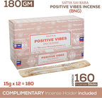 Satya Positive Vibes Incense Sticks, Satya Bng (Bangalore) Insenses 15gmx12 Pack with Raajsee Incense Holder Bundle, Satya Nagchampa Natural Incense