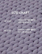 YnM Chunky Throw Blanket, Medium-Weight, Hand Knitted, Skin Friendly, Ventilated and Breathable, Machine Washable, Home Décor Piece for Couch, Sofa and Bed (Iris Lavender, 50x70 Inch)