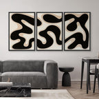 SIGNWIN Framed Canvas Print Wall Art Modern Abstract Organic Shapes Black and Beige Fluid Pattern Photography Modern Art Minimalist Black and White for Living Room, Bedroom, Office - 24"x36"x3 Black