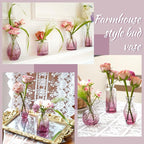 Bud Vases 24 in Bulk, Small Purple Vase Glass Vases for Flowers Vintage Ribbed Colored Wedding Flower Vase for Decor in Bulk Decor Bridal Shower Centerpieces Home Table Decoration